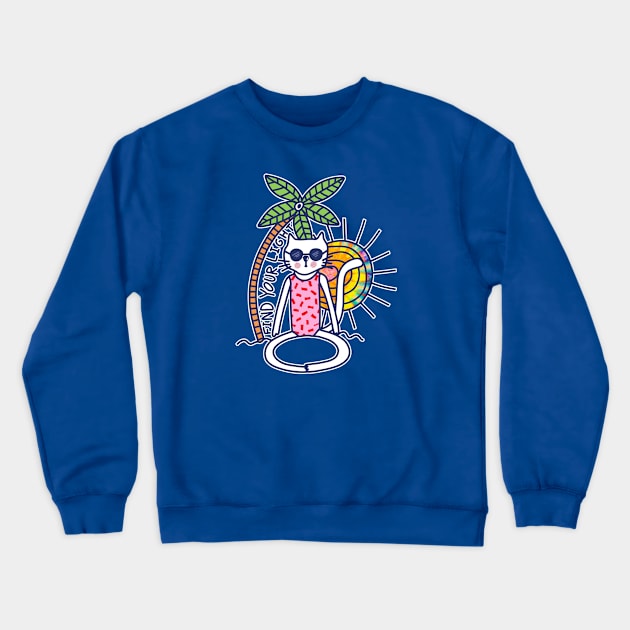 CAT MEDITATING ON THE BEACH Crewneck Sweatshirt by EKA-dg